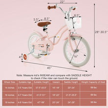 Load image into Gallery viewer, 16 Inch Kids Bike with Front Handbrake and 2 Training Wheels-Pink
