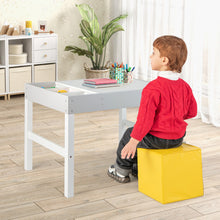 Load image into Gallery viewer, 3 in 1 Wooden Kids Table with Storage and Double-Sided Tabletop-White
