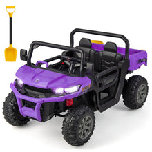 Load image into Gallery viewer, 12V Kids Ride On Truck Car with Remote Control and 2 Seaters-Purple
