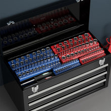 Load image into Gallery viewer, 6-Piece Metric and SAE Magnetic Socket Organizer Set-Red and Blue
