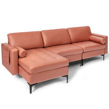 Load image into Gallery viewer, Modular L-shaped Sectional Sofa with Reversible Chaise and 2 USB Ports-Pink
