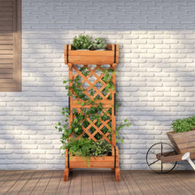 Load image into Gallery viewer, 2-Tier Wooden Raised Garden Bed with Trellis-Orange
