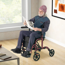 Load image into Gallery viewer, Folding Rollator Walker with Seat and Wheels Supports up to 300 lbs-Red
