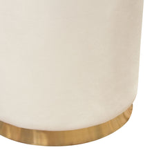 Load image into Gallery viewer, Sorbet Round Accent Ottoman in Cream Velvet w/ Gold Metal Band Accent by Diamond Sofa

