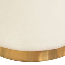 Load image into Gallery viewer, Sorbet Round Accent Ottoman in Cream Velvet w/ Gold Metal Band Accent by Diamond Sofa
