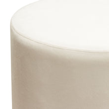 Load image into Gallery viewer, Sorbet Round Accent Ottoman in Cream Velvet w/ Gold Metal Band Accent by Diamond Sofa
