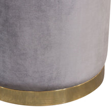 Load image into Gallery viewer, Sorbet Round Accent Ottoman in Grey Velvet w/ Silver Metal Band Accent by Diamond Sofa
