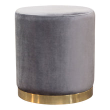 Load image into Gallery viewer, Sorbet Round Accent Ottoman in Grey Velvet w/ Silver Metal Band Accent by Diamond Sofa
