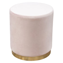 Load image into Gallery viewer, Sorbet Round Accent Ottoman in Blush Pink Velvet w/ Gold Metal Band Accent by Diamond Sofa
