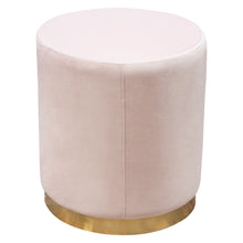 Load image into Gallery viewer, Sorbet Round Accent Ottoman in Blush Pink Velvet w/ Gold Metal Band Accent by Diamond Sofa
