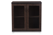 Load image into Gallery viewer, Baxton Studio Zentra Modern and Contemporary Dark Brown Sideboard Storage Cabinet with Glass Doors
