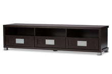 Load image into Gallery viewer, Baxton Studio Gerhardine Dark Brown Wood 63-Inch TV Cabinet with 3-drawer
