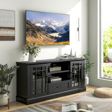 Load image into Gallery viewer, TV Stand for TVs up to 70  with Glass Doors Cubbies and Drawer-Black
