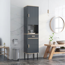 Load image into Gallery viewer, Free-Standing Bathroom Cabinet Narrow Linen with Doors and Drawer-Gray
