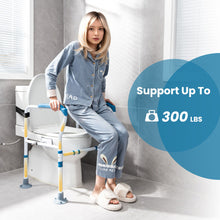 Load image into Gallery viewer, Toilet Safety Rail with Adjustable Height for Elderly-Blue
