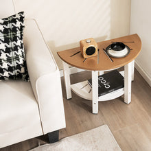 Load image into Gallery viewer, Waterproof HDPE Shower Bench with Semicircular Seat and Storage Shelf-Brown
