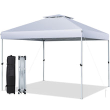 Load image into Gallery viewer, 2-Tier 10 x 10 Feet Pop-up Canopy Tent with Wheeled Carry Bag-White
