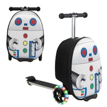 Load image into Gallery viewer, Hardshell Ride-on Suitcase Scooter with LED Flashing Wheels-White
