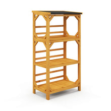 Load image into Gallery viewer, 3-Tier Wooden Plant Stand with Weatherproof Asphalt Roof for Patio-Natural
