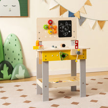 Load image into Gallery viewer, Wooden Pretend Play Workbench Set with Blackboard for Toddlers Ages 3+
