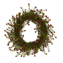 Load image into Gallery viewer, 16" Boxwood and Berries Artificial Wreath
