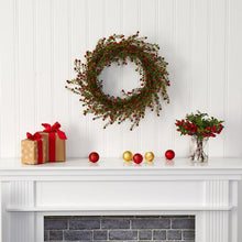 Load image into Gallery viewer, 20" Boxwood and Berries Artificial Wreath
