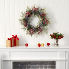 Load image into Gallery viewer, 24" Pine and Cedar Artificial Wreath with Berries
