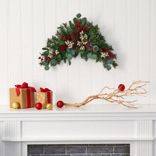 Load image into Gallery viewer, 28" Eucalyptus and Pine Artificial Swag with Berries and Pine Cones
