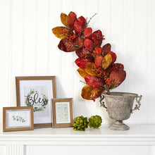 Load image into Gallery viewer, 36" Autumn Magnolia Leaf with Berries Artificial Tear Drop

