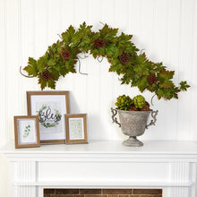 Load image into Gallery viewer, 5' Fall Maple Leaf with Pine Cones Artificial Garland

