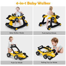 Load image into Gallery viewer, 4-in-1 Foldable Activity Push Walker with Adjustable Height-Yellow
