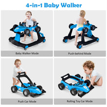 Load image into Gallery viewer, 4-in-1 Foldable Activity Push Walker with Adjustable Height-Blue
