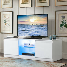 Load image into Gallery viewer, 50" TV Stand Cabinet with LED Shelves Modern-White
