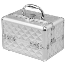 Load image into Gallery viewer, Beauty Cosmetic Makeup Case with Mirror &amp; Extendable Trays-Silver
