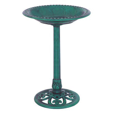 Load image into Gallery viewer, Outdoor Garden Green Pedestal Bird Bath Feeder
