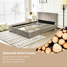 Load image into Gallery viewer, Queen Tufted Upholstered Platform Bedstead Flannel Headboard-Light Gray
