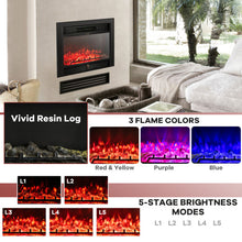 Load image into Gallery viewer, 28.5 Inch 750W/1500W Electric Fireplace insert with Adjustable Flame Color and Timer
