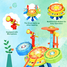 Load image into Gallery viewer, Kids Electric Jazz Drum Set with Stool Microphone &amp; LED Light
