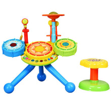 Load image into Gallery viewer, Kids Electric Jazz Drum Set with Stool Microphone &amp; LED Light
