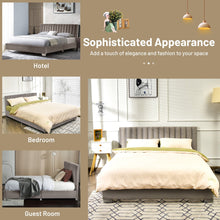 Load image into Gallery viewer, Full Tufted Upholstered Platform Bed Frame with Flannel Headboard-Light Gray
