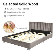 Load image into Gallery viewer, Full Tufted Upholstered Platform Bed Frame with Flannel Headboard-Light Gray
