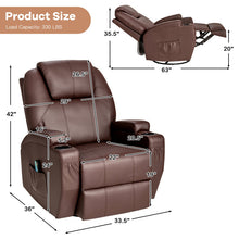 Load image into Gallery viewer, Massage Recliner Chair with Lumbar Heating Function-Brown
