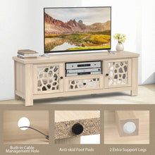 Load image into Gallery viewer, 55 Inch Retro TV Stand Media Entertainment Center with Mirror Doors and Drawer-Natural
