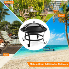 Load image into Gallery viewer, 22 Inch Steel Outdoor Fire Pit Bowl With Wood Grate
