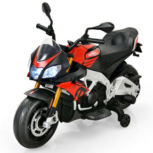 Load image into Gallery viewer, Aprilia Licensed Electric Toddler Ride-On Motorbike with Training Wheels and LED Lights-Red

