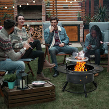 Load image into Gallery viewer, 32-Inch Outdoor Wood Burning Fire Pit with 360°Swivel BBQ Grate
