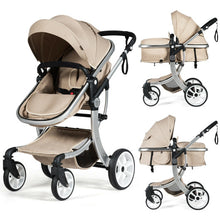 Load image into Gallery viewer, Folding Aluminum Infant Reversible Stroller with Diaper Bag-Beige
