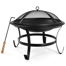 Load image into Gallery viewer, 22 Inch Steel Outdoor Fire Pit Bowl With Wood Grate
