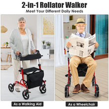 Load image into Gallery viewer, Folding Aluminum Rollator Walker with 8 inch Wheels and Seat-Red
