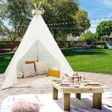 Load image into Gallery viewer, Lace Teepee Tent with Colorful Light Strings for Children

